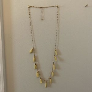 Yellow Faux Suede Tassel Necklace